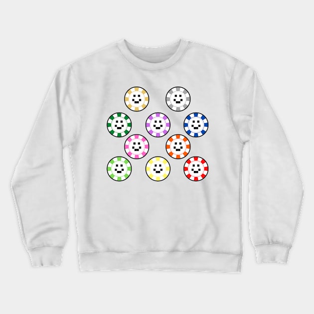 Casino Quackity casino chips of all colors collection Crewneck Sweatshirt by Adadita